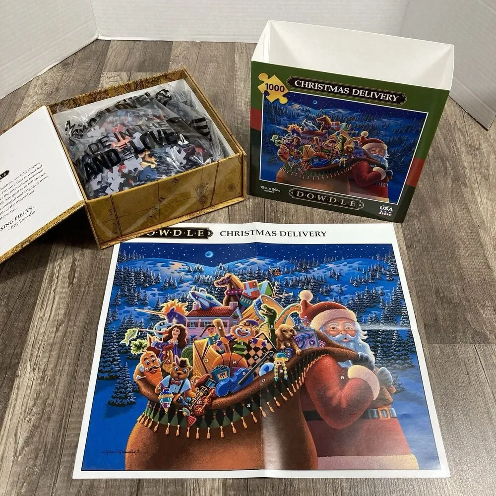 Lot of 3 Dowdle Puzzles Train Station Three Bears & Christmas Delivery 100-1000
